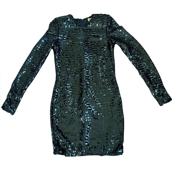 H&M Black Sequin Long Sleeve Bodycon Mini Dress Size 2 - Picture 5 of 8